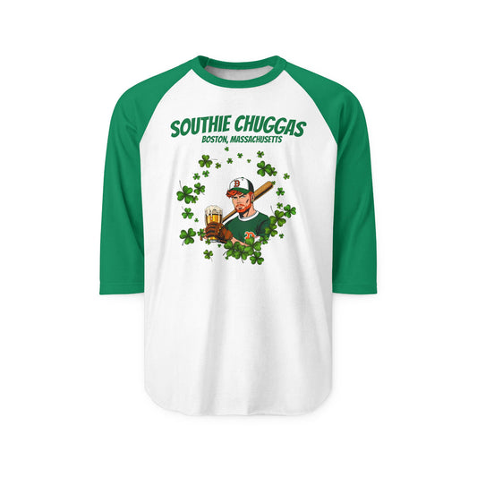 Raglan Shirt Southie Chuggas Boston Fictional Baseball Team Design