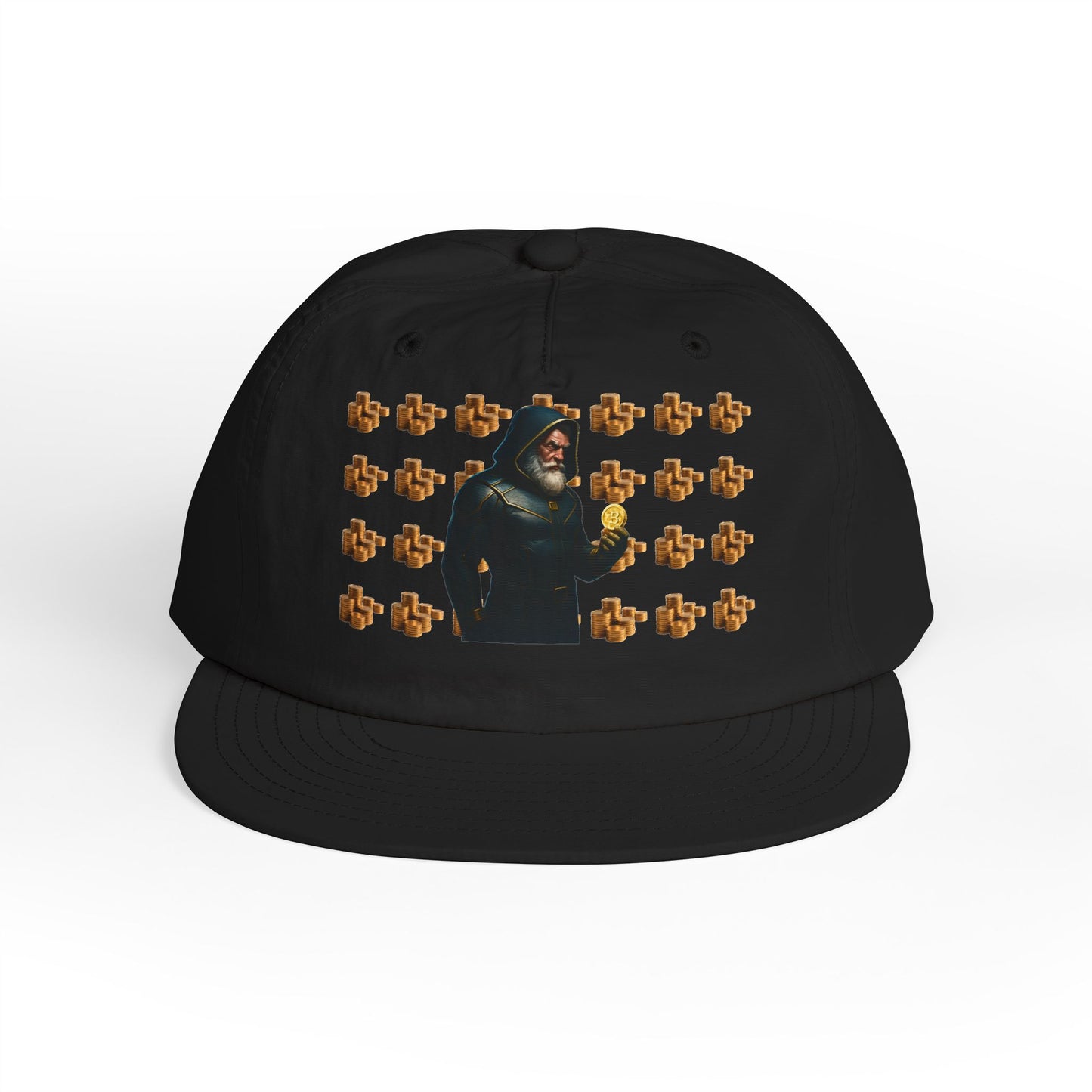 Snapback Cap with Crypto Wizard and Bitcoin Design