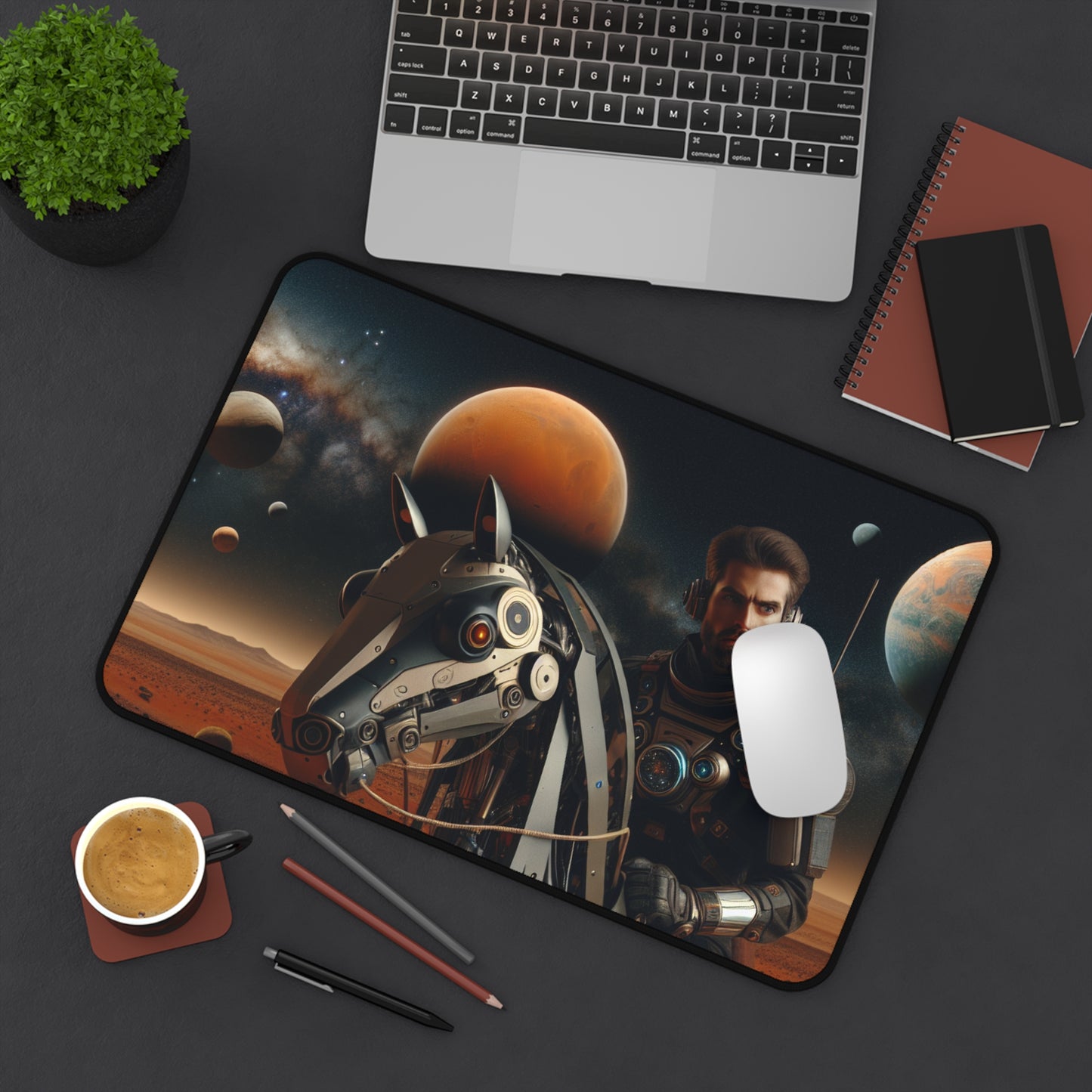 Desk Mat - Mars Settler on Robot Horse