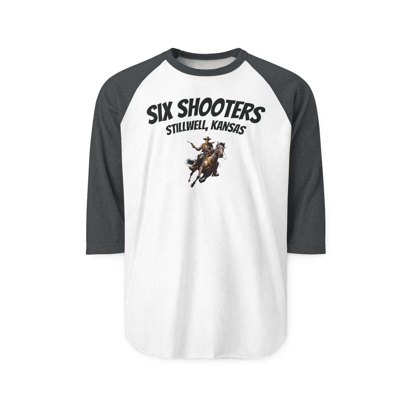 Raglan Baseball Plains League Three-Quarter Sleeve Shirt - Stilwell Kansas Six Shooters