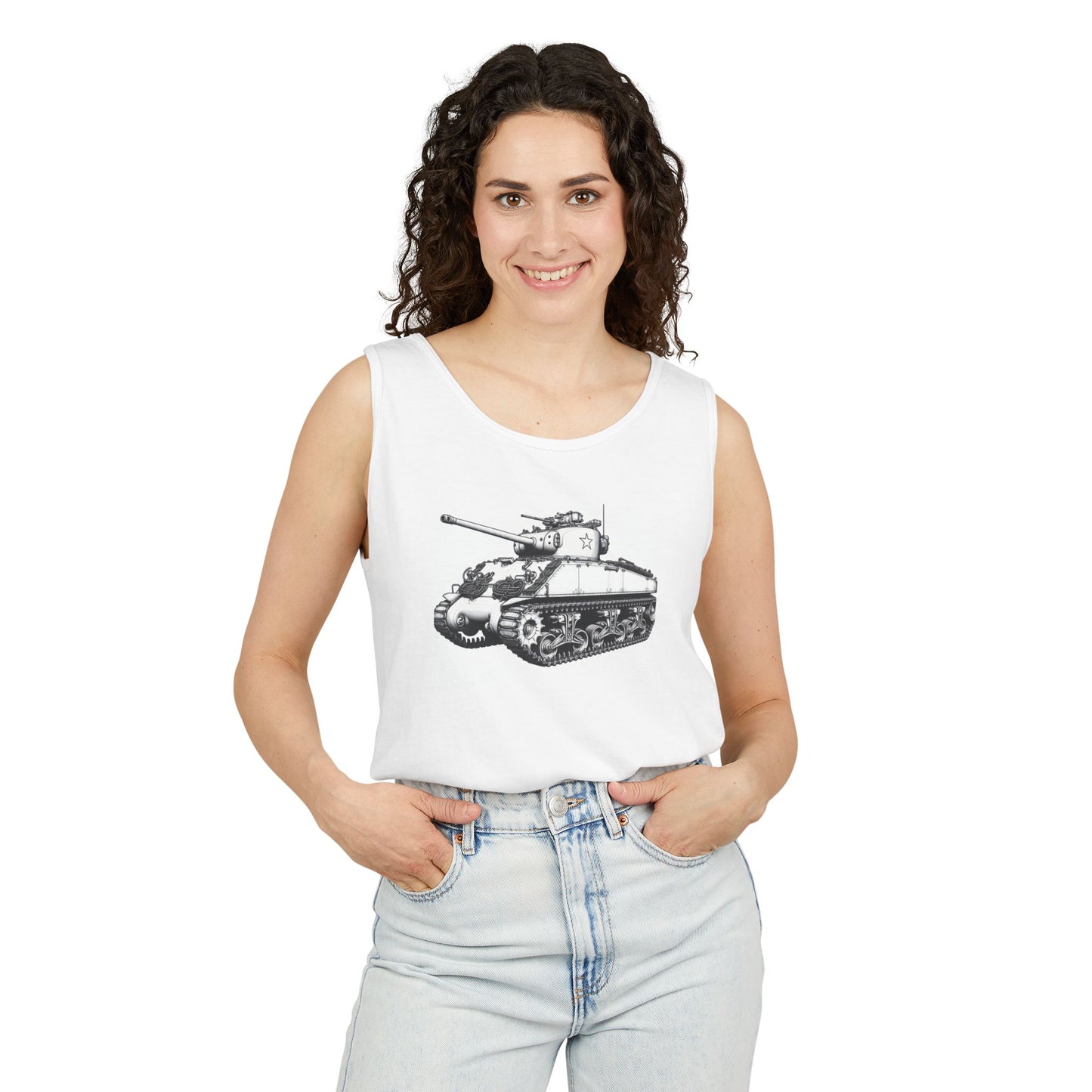 Military-Inspired Unisex Tank Top, Casual Summer Wear, Gift for Veterans, Unique Graphic Top, Stylish Outdoor Gear