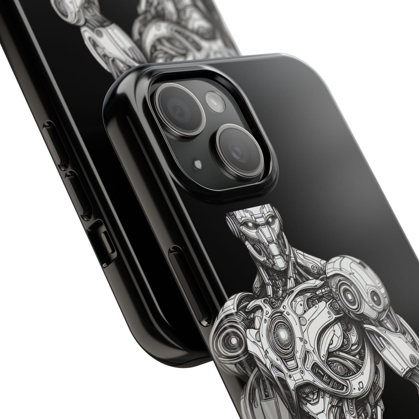 Tough Phone Cases with Robot Design, Futuristic Phone Cover, Gift for Tech Lovers, Durable Smartphone Protection, Mechanical Art Cases