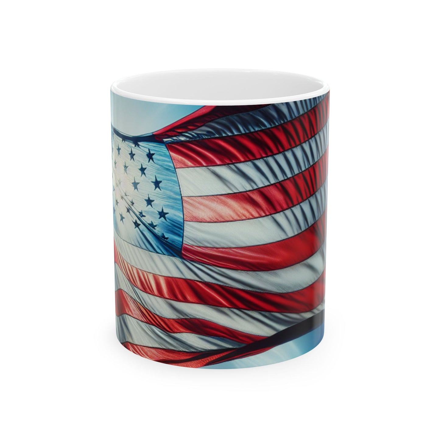 Patriotic Ceramic Mug, 4th of July Gift, Coffee Cup, American Flag Mug, Tea Lover's Gift, Ideal for Veterans, Home Decor, American Excellence in your mug.