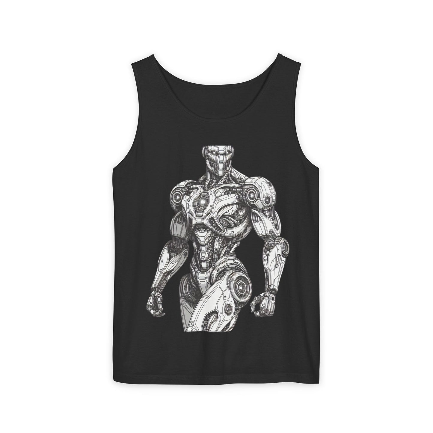 Robot Design Unisex Tank Top, Casual Summer Wear, Gift for Tech Lovers, Gym Apparel, Graphic Tee Alternative