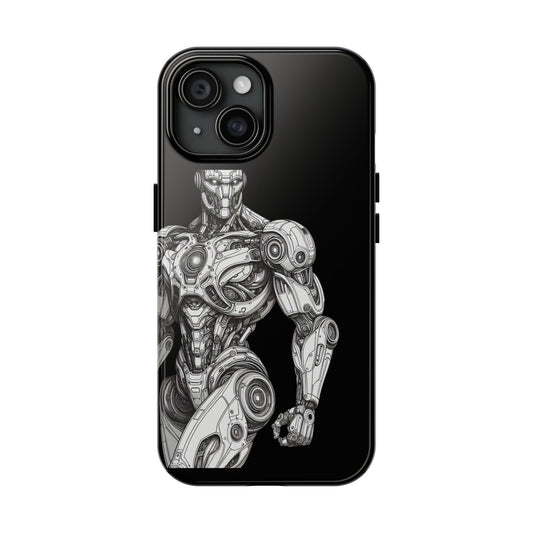 Tough Phone Cases with Robot Design, Futuristic Phone Cover, Gift for Tech Lovers, Durable Smartphone Protection, Mechanical Art Cases