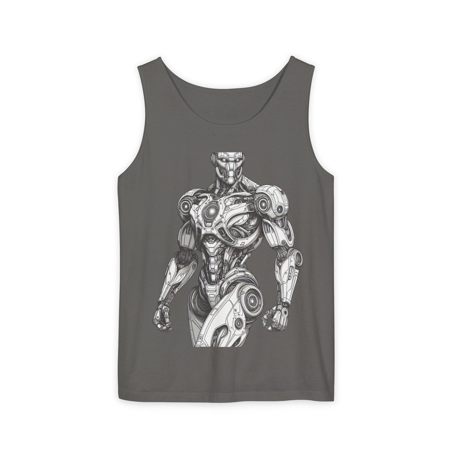 Robot Design Unisex Tank Top, Casual Summer Wear, Gift for Tech Lovers, Gym Apparel, Graphic Tee Alternative