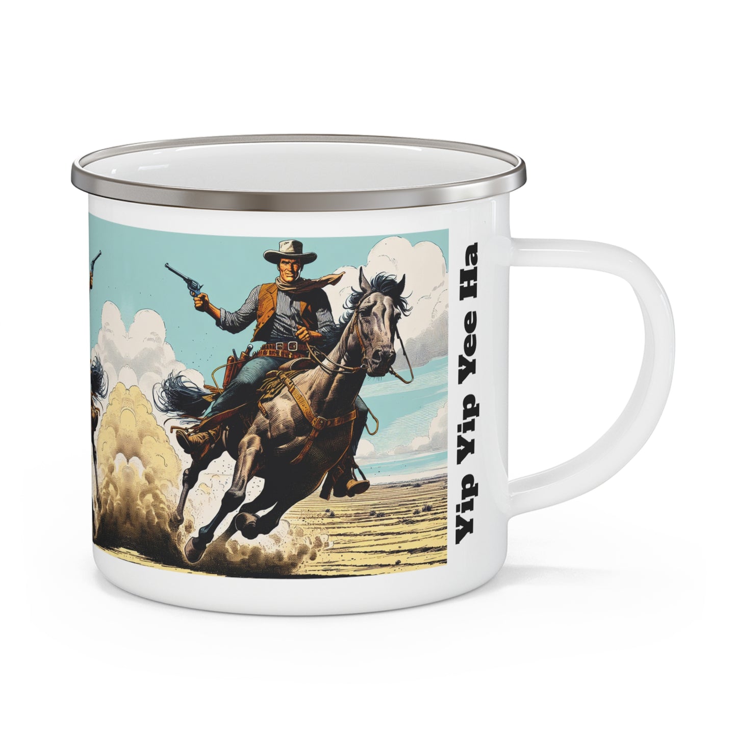 Enamel Mug - Old Cow Poke Riding and Roping Design