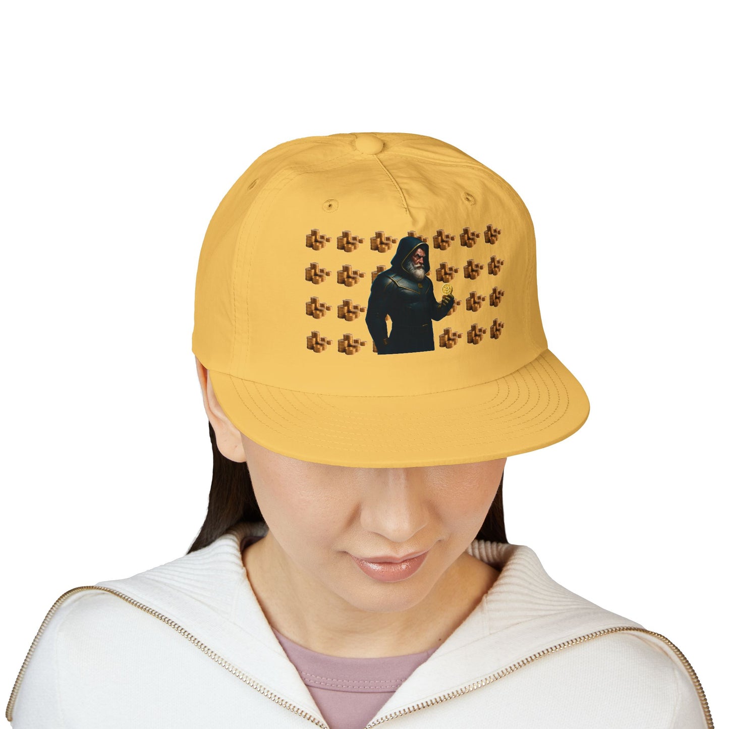 Snapback Cap with Crypto Wizard and Bitcoin Design