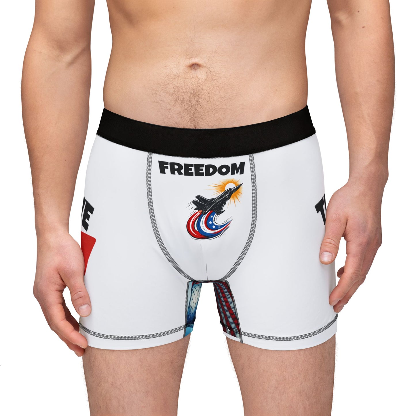 Men's Fun Boxers, Comfy, AOP Undergarments, Unique Gift, Party Wear, Freedom Design, Funny Men's Boxer Shorts