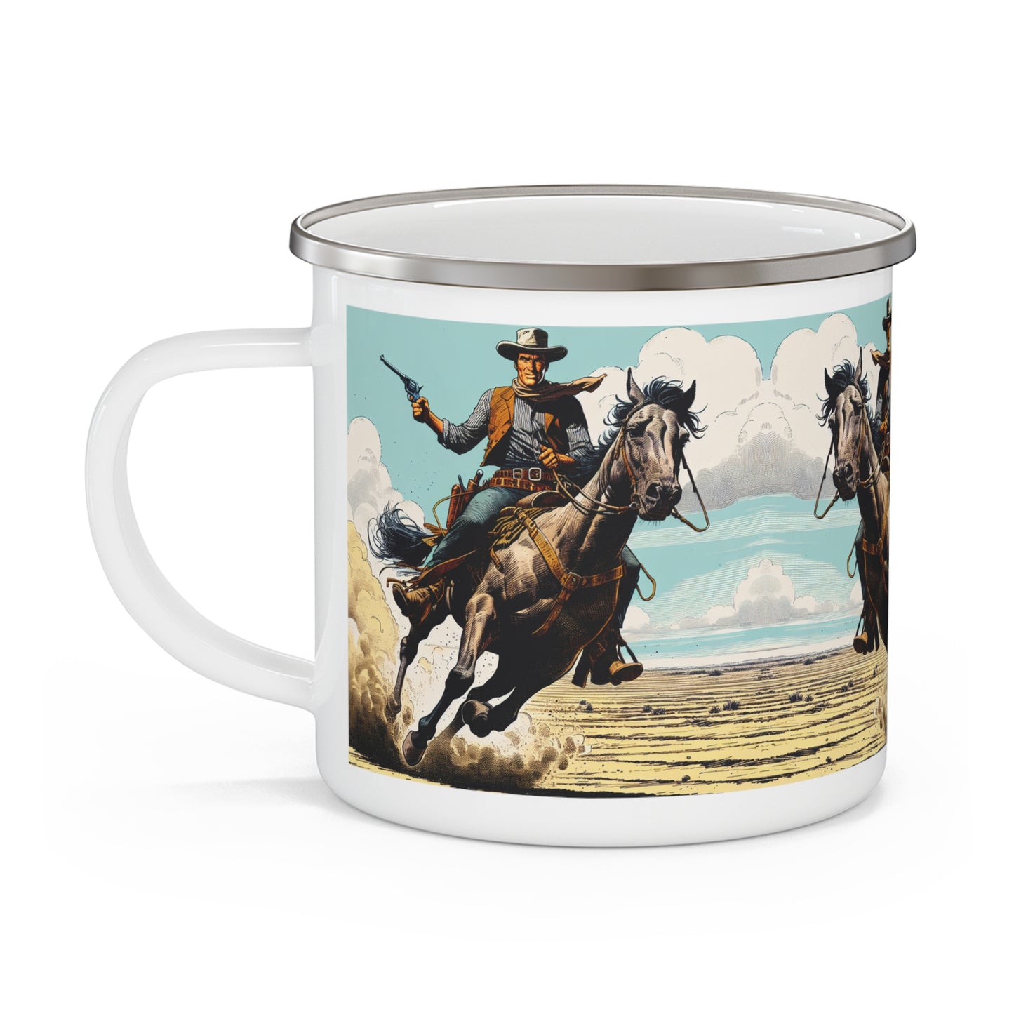 Enamel Mug - Old Cow Poke Riding and Roping Design