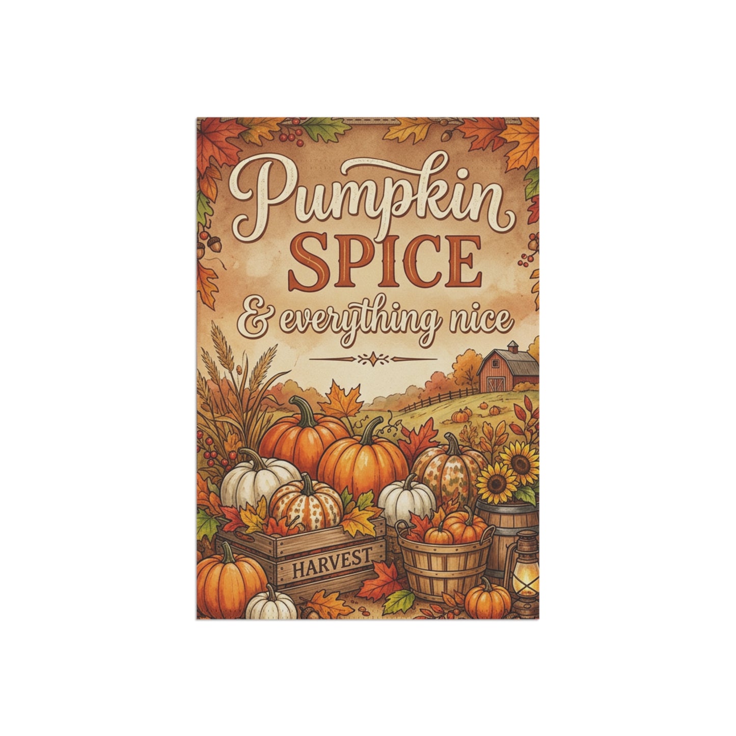 Pumpkin Spice Harvest Garden Flag — Autumn Fall Welcome Banner