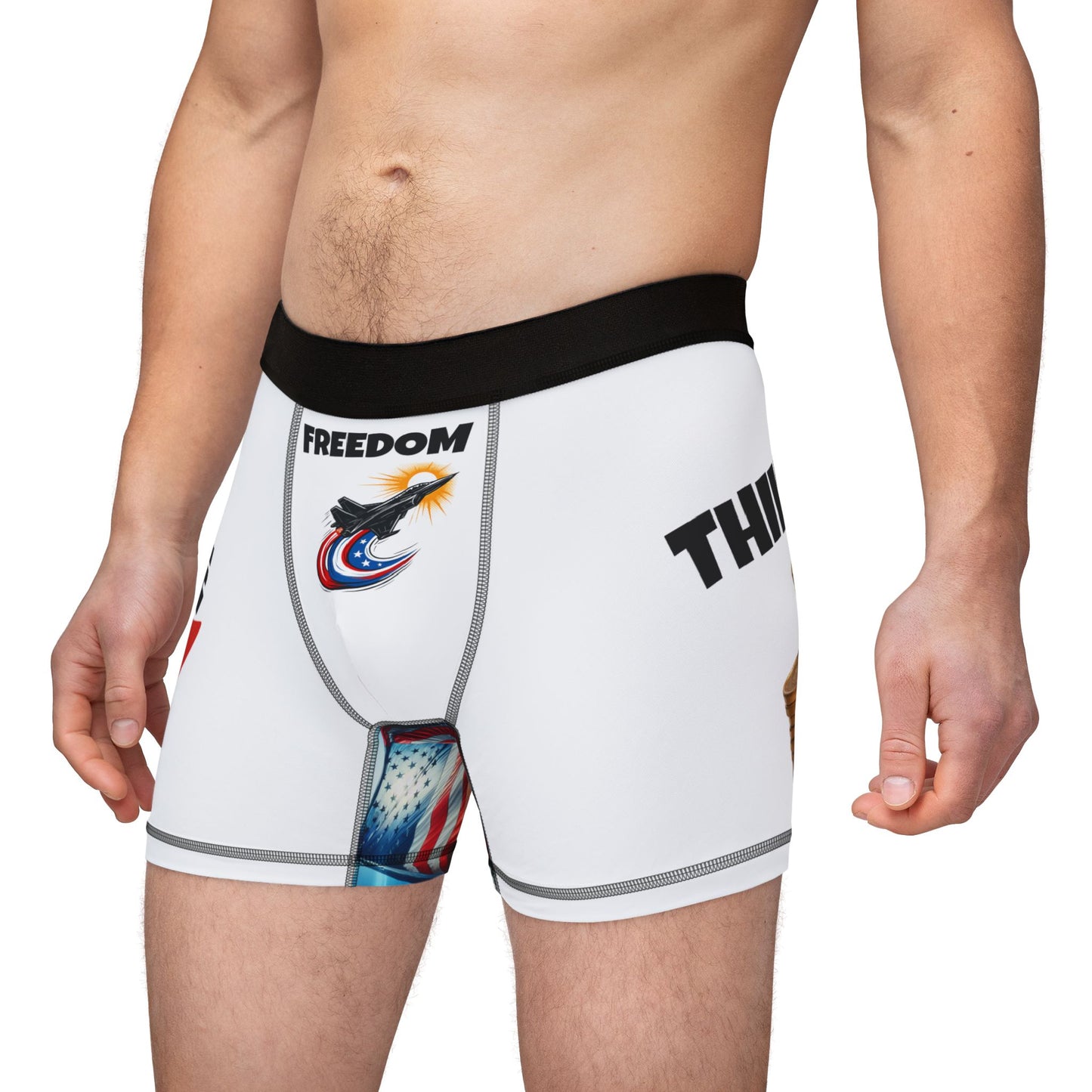 Men's Fun Boxers, Comfy, AOP Undergarments, Unique Gift, Party Wear, Freedom Design, Funny Men's Boxer Shorts