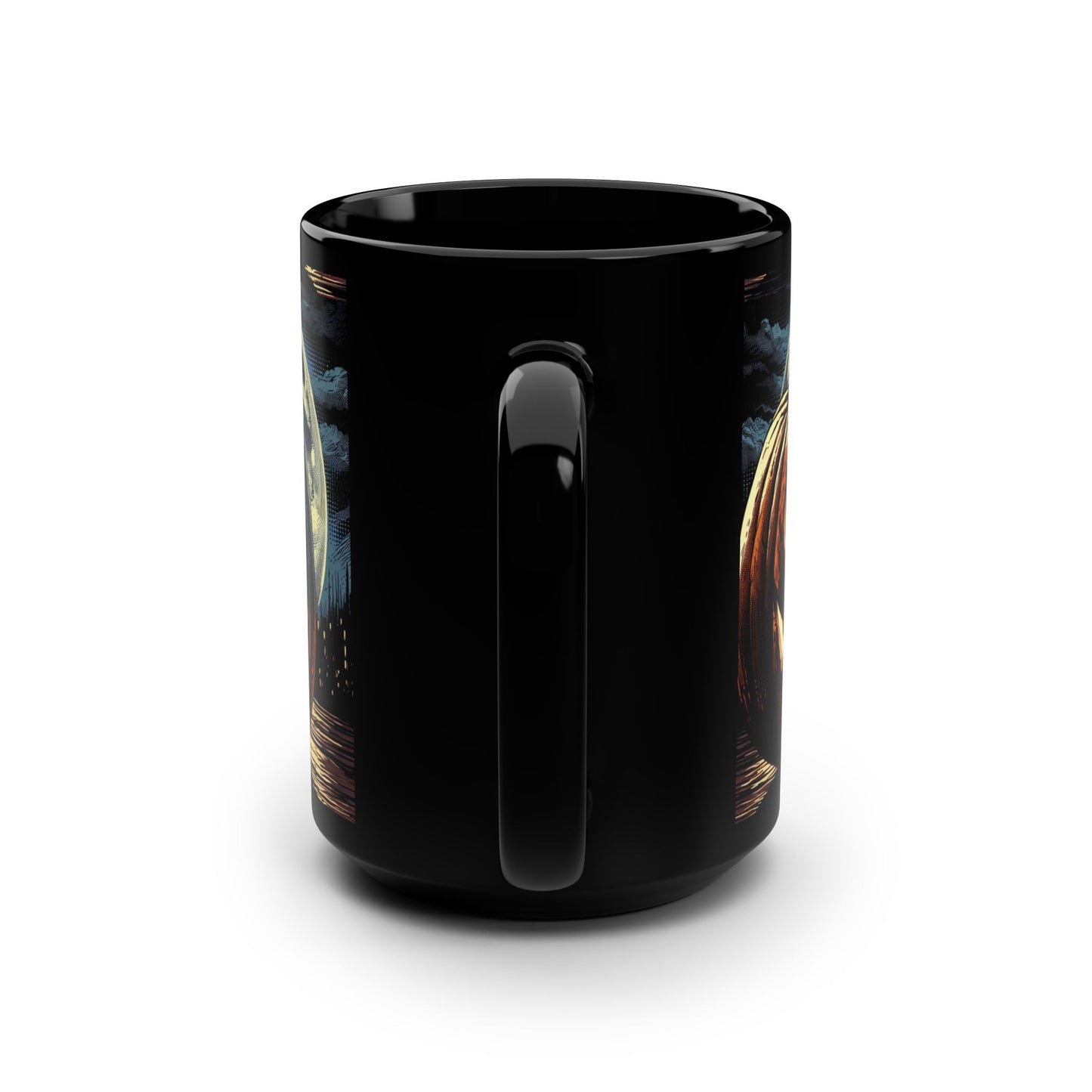 Mug - Jack-o’-lantern with Moon Halloween Black Mug, 15oz