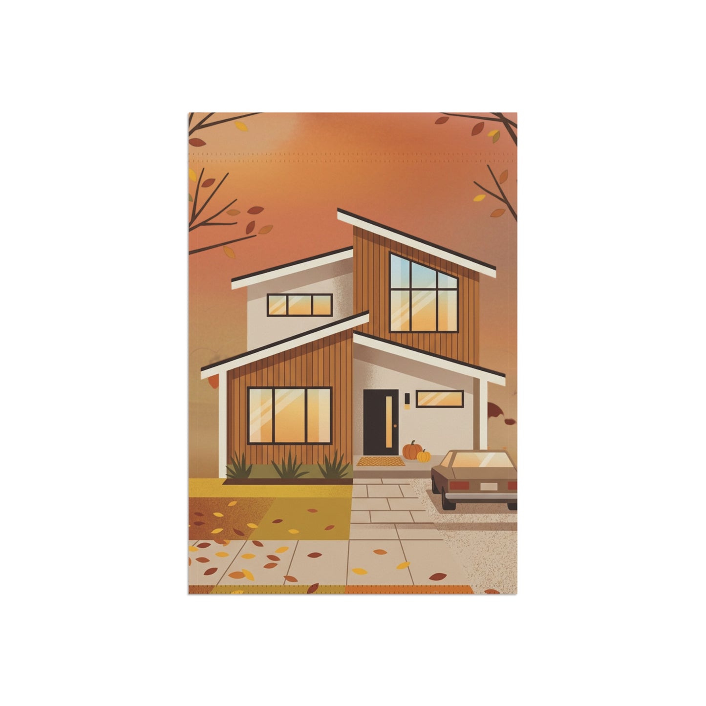 Autumn Modern House Garden Flag — Fall Home Decor Banner