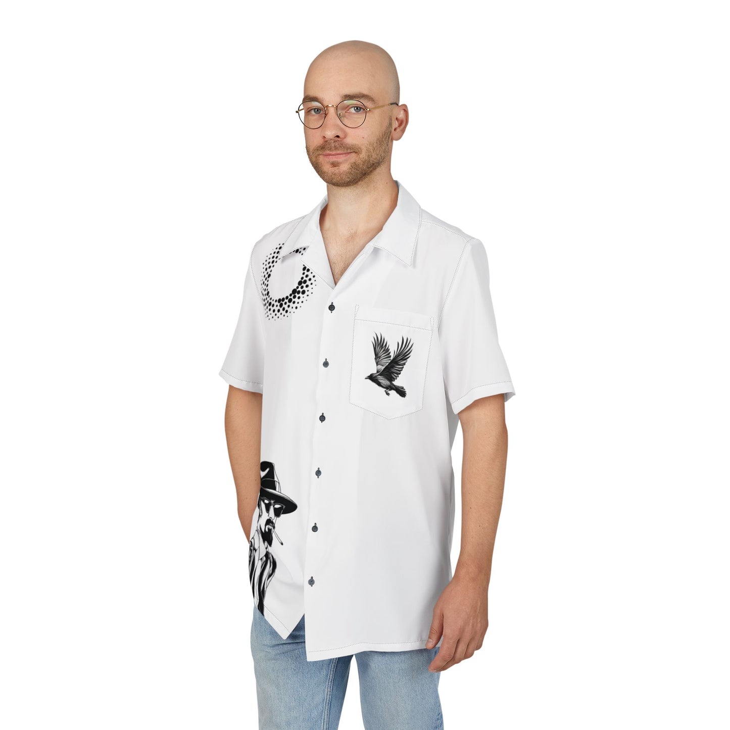 Unisex Hawaiian Button-Down Shirt - Vintage Style Relaxed Fit, Summer Beachwear, Tropical Party, Casual Outings, Gift for Him & Her