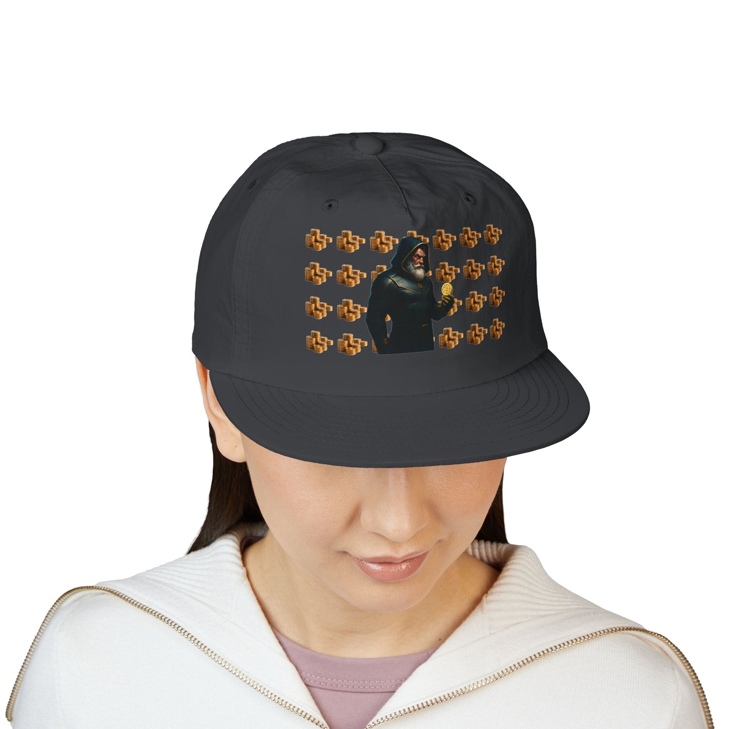Snapback Cap with Crypto Wizard and Bitcoin Design