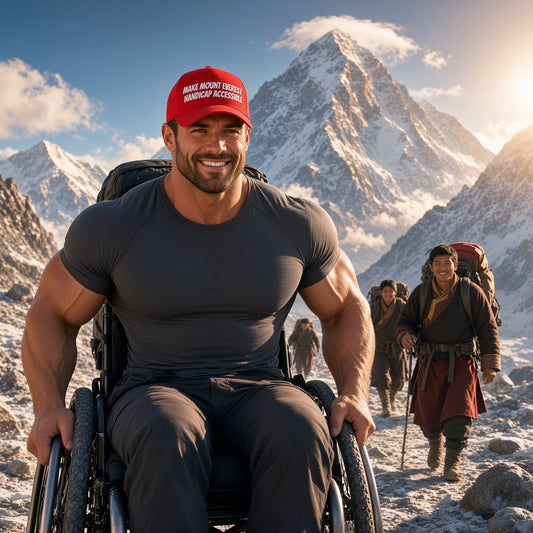 'MMEHA Let’s Make Mount Everest Handicap Accessible' Baseball cap for NEVER EVER QUITTIN DUDES  F YEAH!!!