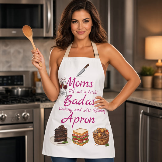 'I’ll Cut a Bitch' Mother's Day Apron — Funny Protective Mom Kitchen Apron with 5-Color Straps
