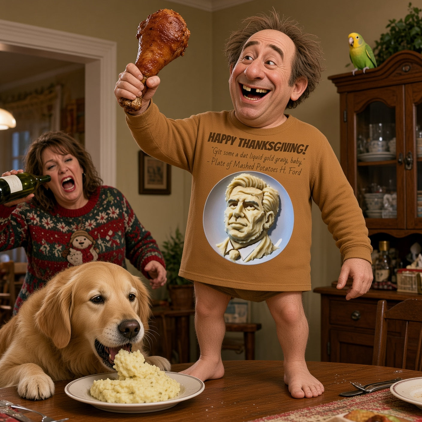 Be the talk of the table with this Plate of Mashed Potatoes H. Ford Thanksgiving Ugly AF Sweatshirt
