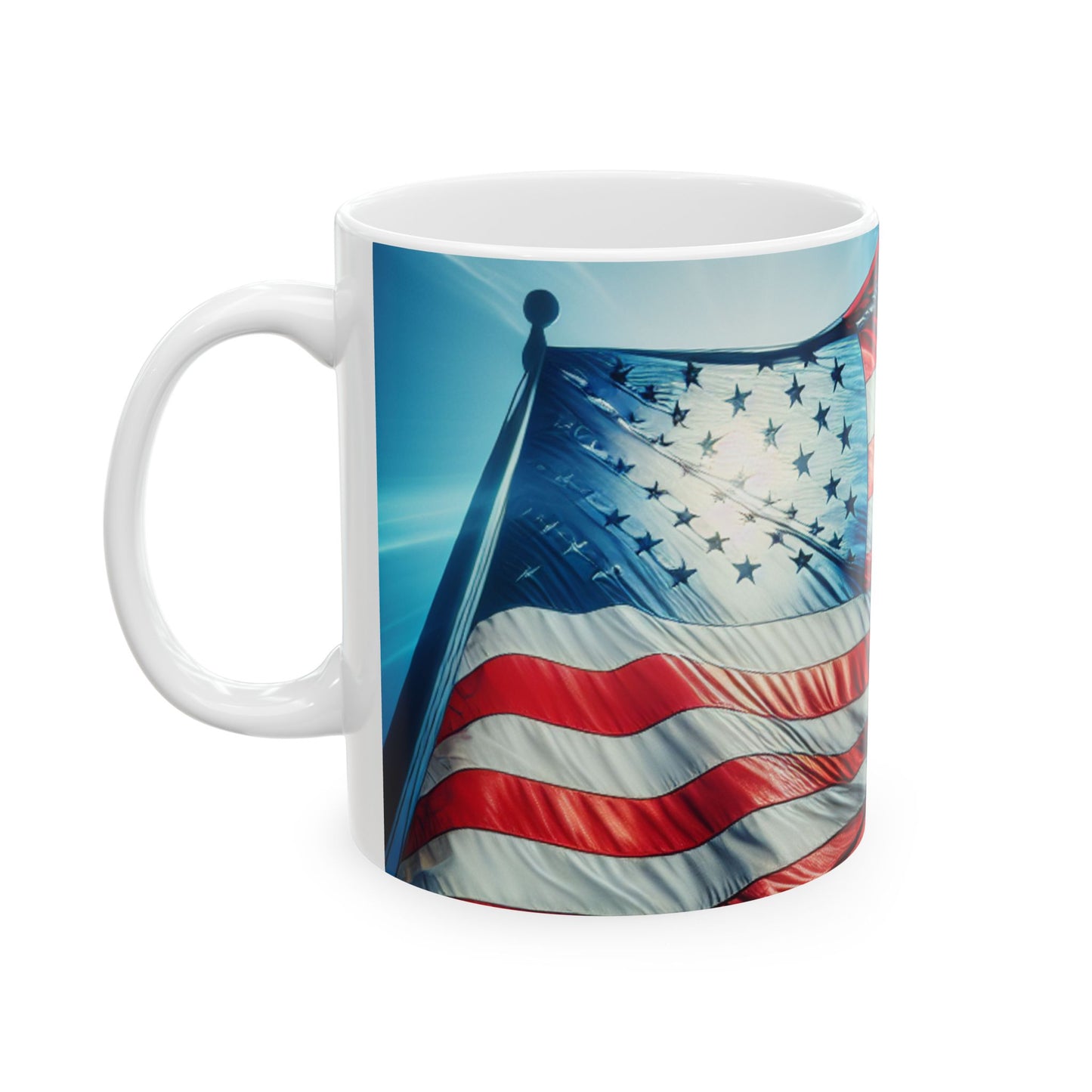 Patriotic Ceramic Mug, 4th of July Gift, Coffee Cup, American Flag Mug, Tea Lover's Gift, Ideal for Veterans, Home Decor, American Excellence in your mug.