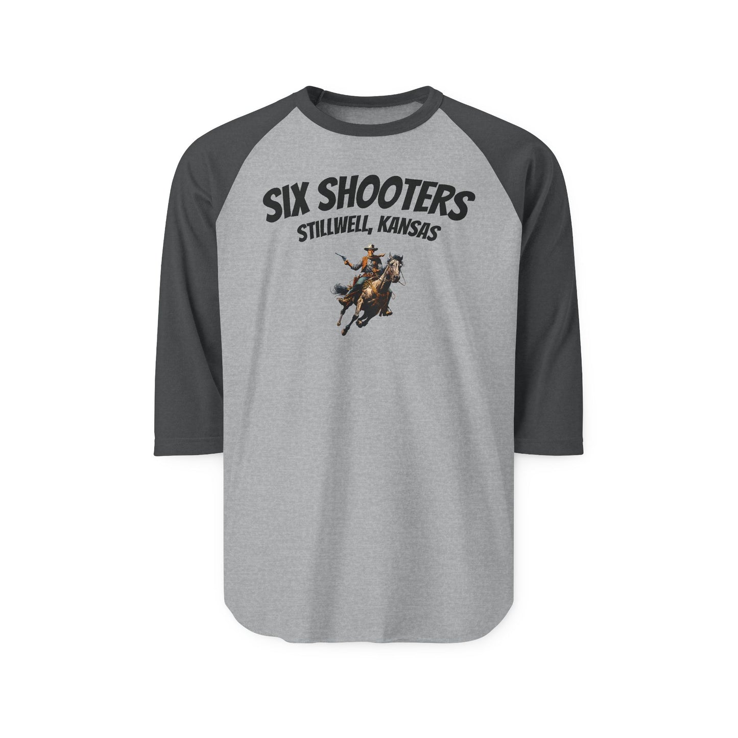 Raglan Baseball Plains League Three-Quarter Sleeve Shirt - Stilwell Kansas Six Shooters
