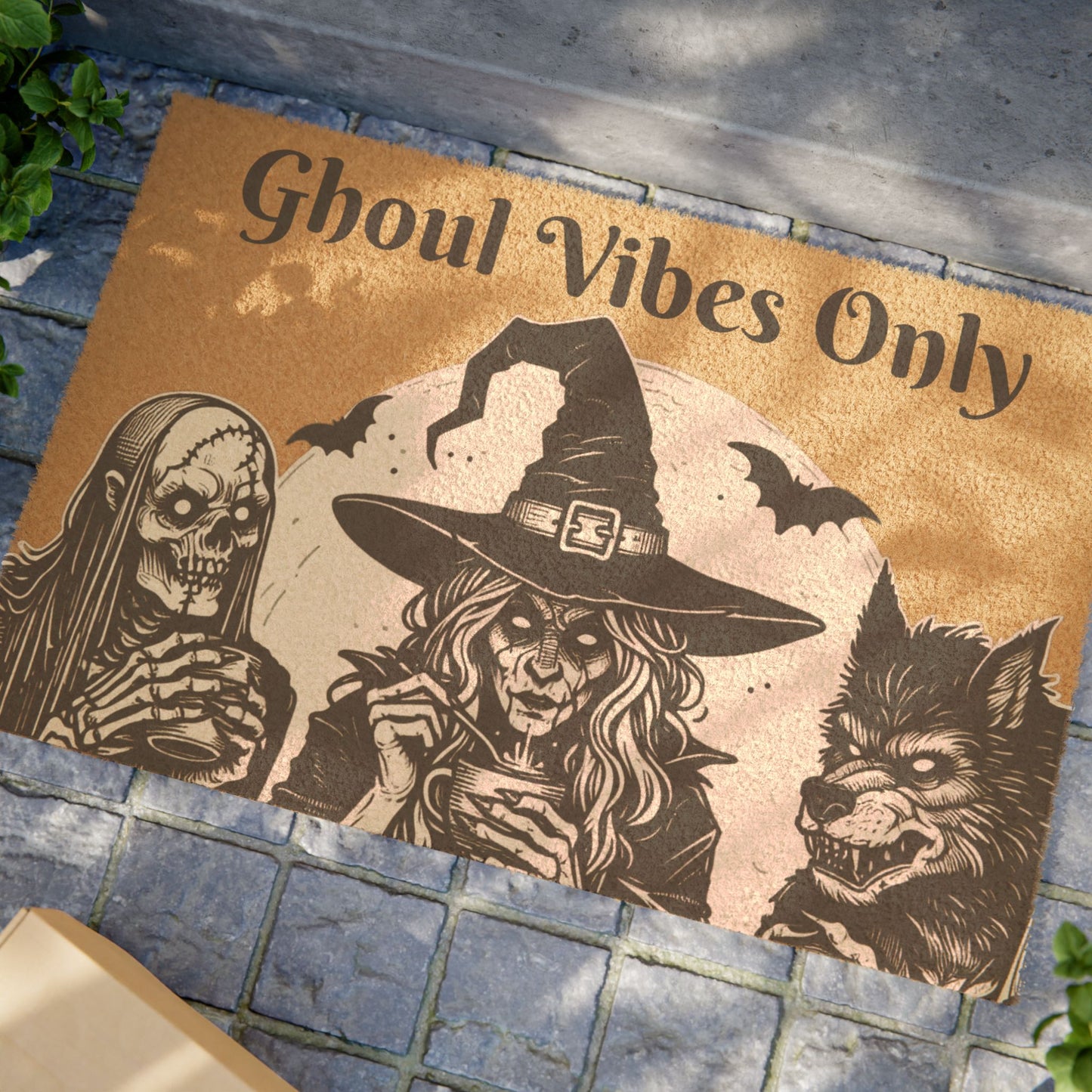 Spooky Doormat - Ghoul Vibes Only, Halloween Decoration, Front Porch Decor, Witch and Monster Lover Gift, Unique Home Accent