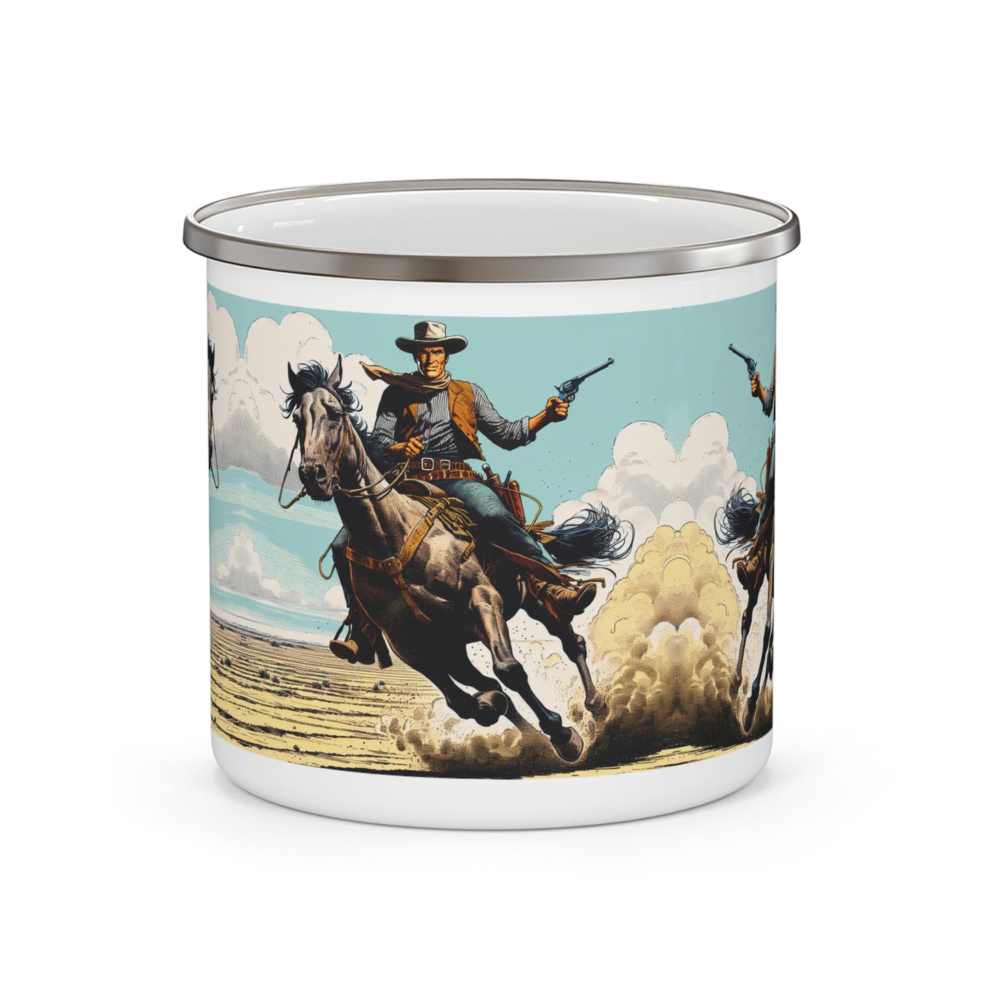Enamel Mug - Old Cow Poke Riding and Roping Design