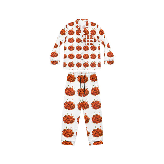 Satin Pajama Set - Cocktail Wiener and Meatball Print