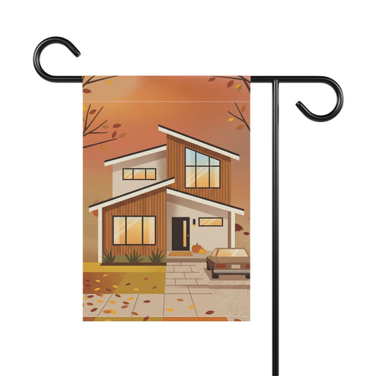 Autumn Modern House Garden Flag — Fall Home Decor Banner