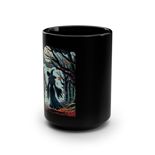 Mug - Witch and Werewolf Spooky Woods 15oz Black Mug