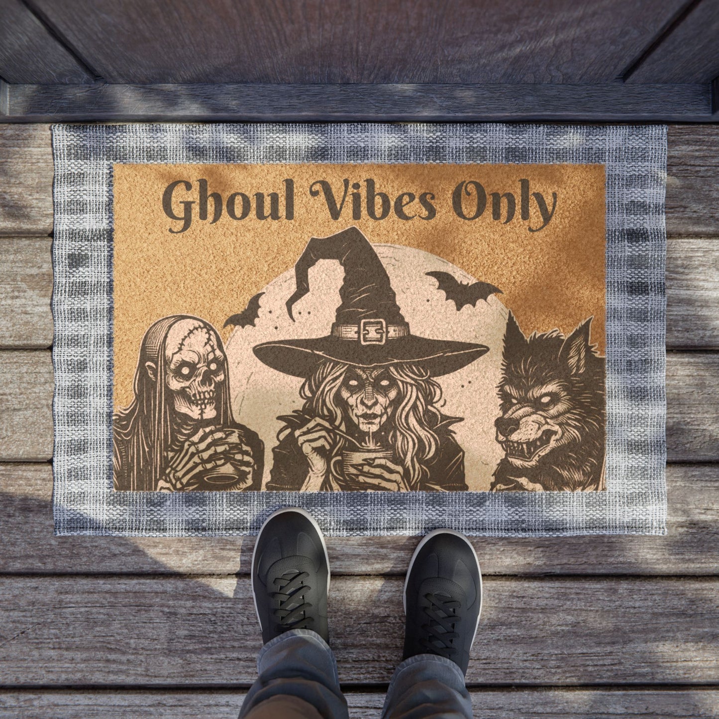 Spooky Doormat - Ghoul Vibes Only, Halloween Decoration, Front Porch Decor, Witch and Monster Lover Gift, Unique Home Accent