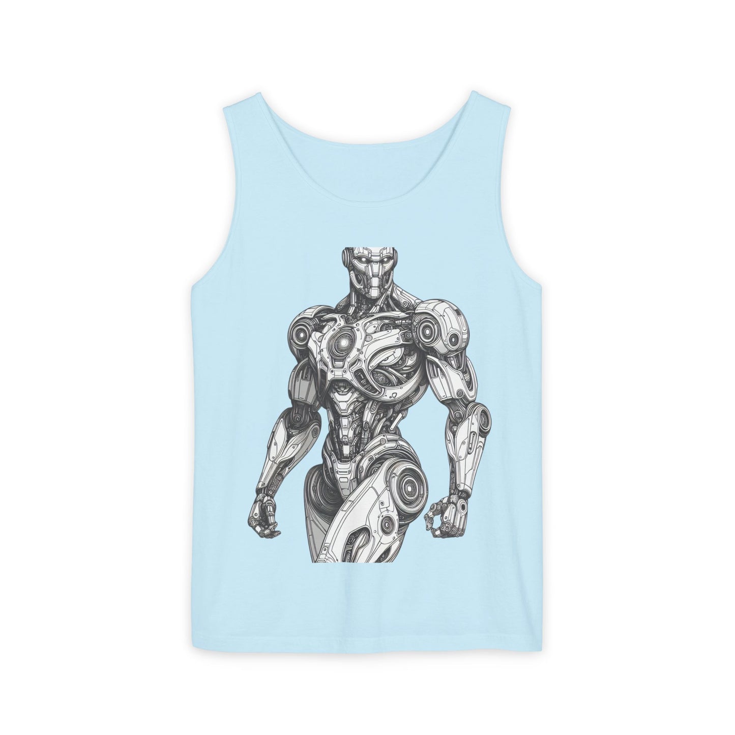 Robot Design Unisex Tank Top, Casual Summer Wear, Gift for Tech Lovers, Gym Apparel, Graphic Tee Alternative