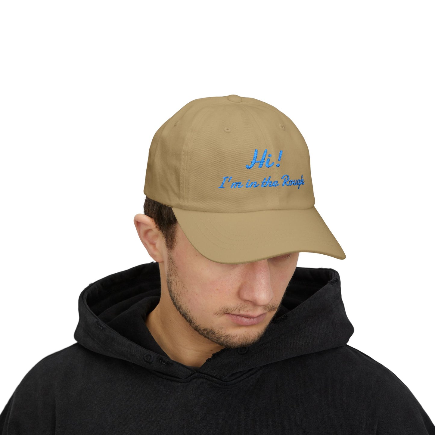 Dad Cap — "Hi! I’m in the Rough" Embroidered White Baseball Hat