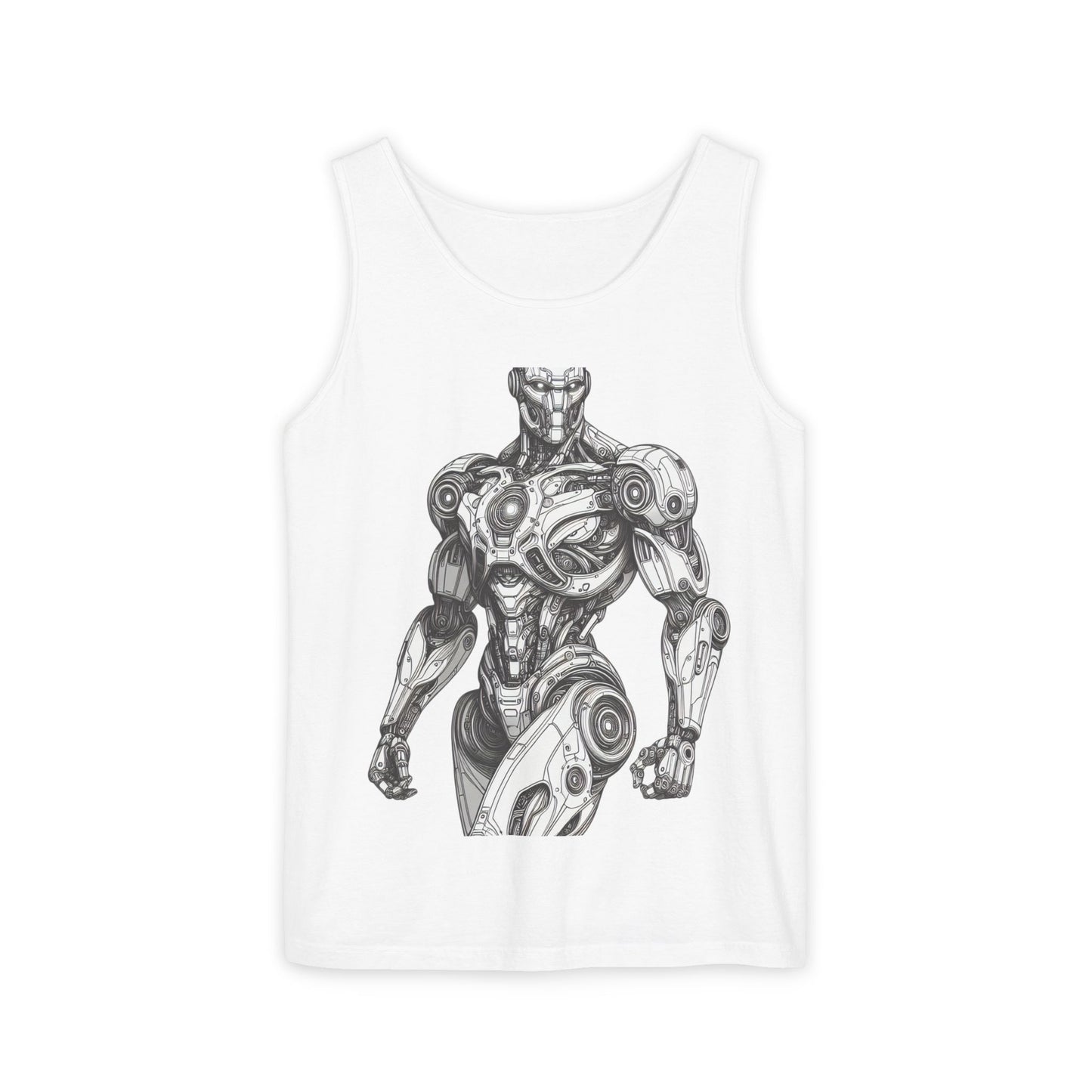 Robot Design Unisex Tank Top, Casual Summer Wear, Gift for Tech Lovers, Gym Apparel, Graphic Tee Alternative